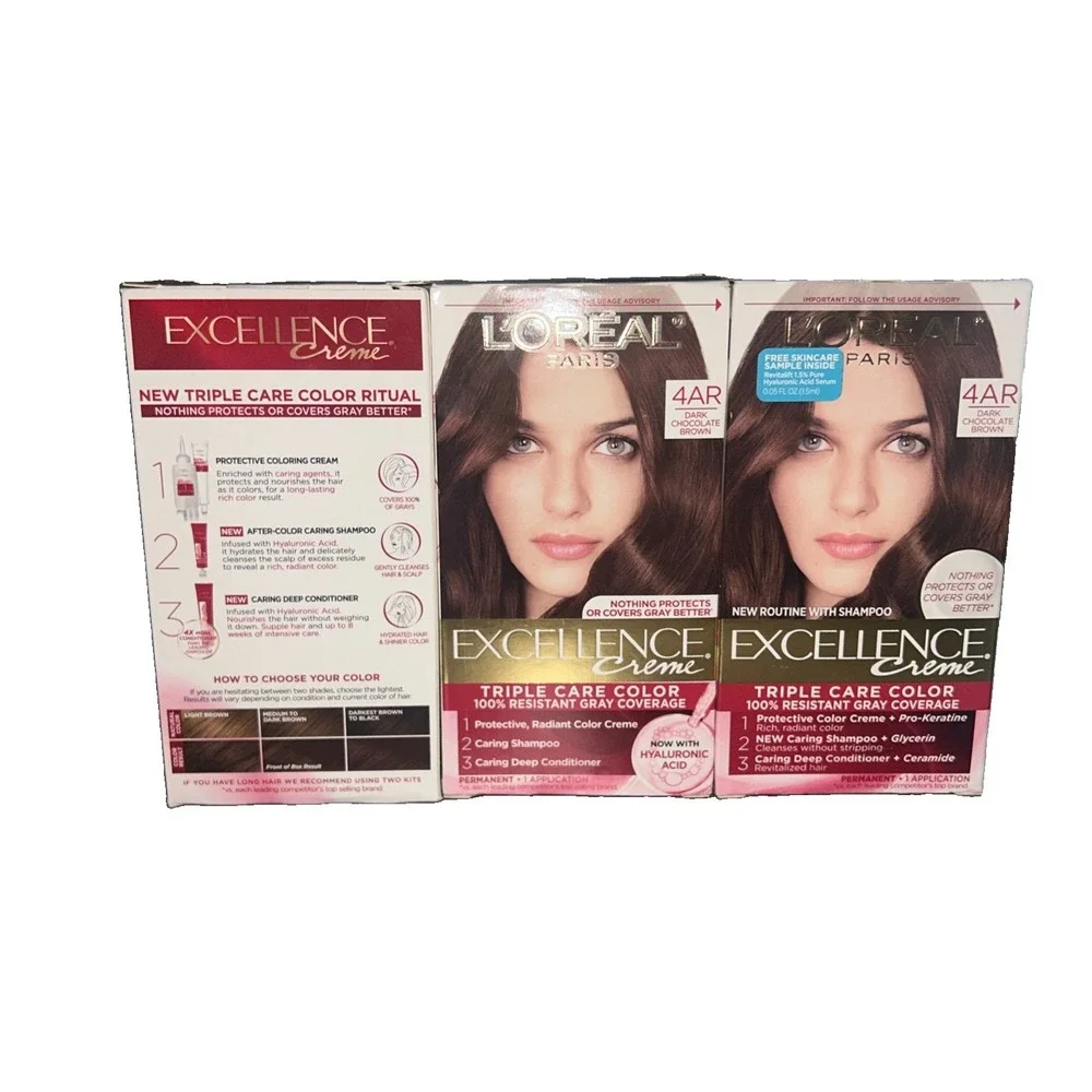 Loreal Paris Excellence Creme Hair Color #4AR DARK CHOCOLATE BROWN - w/ shampoo